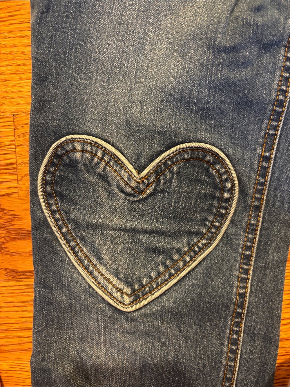 Mini Boden Blue Flare Jeans with Pink-Striped Waist - Picture 3 of 4